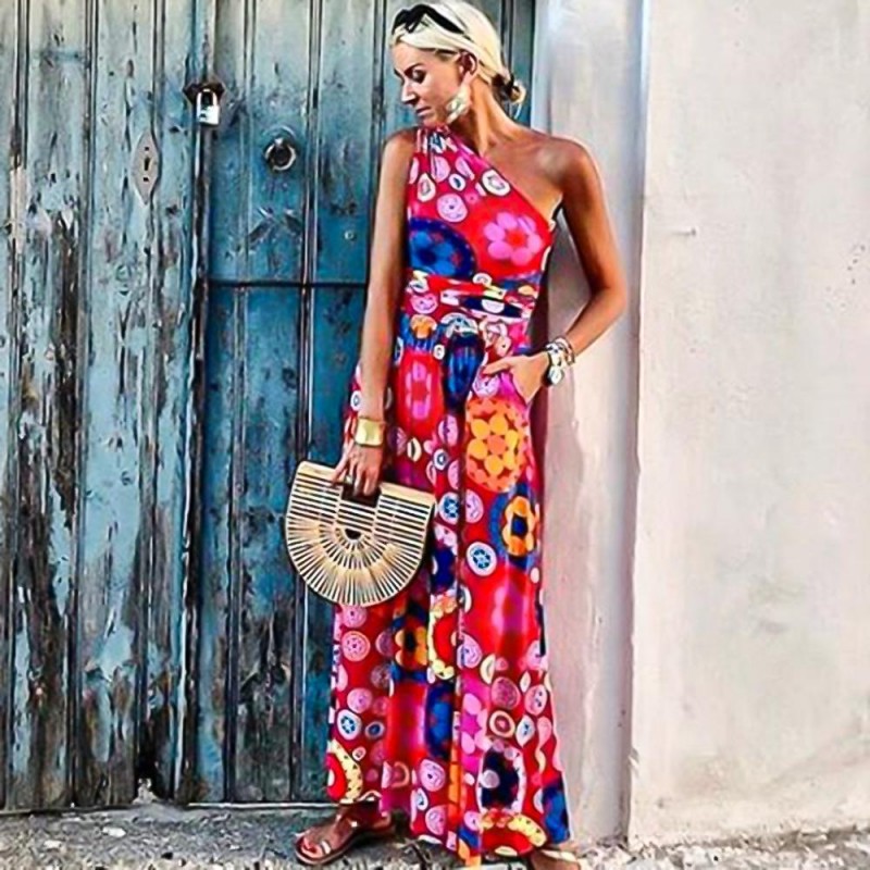 Made to Play Printed One-shoulder Maxi Dress