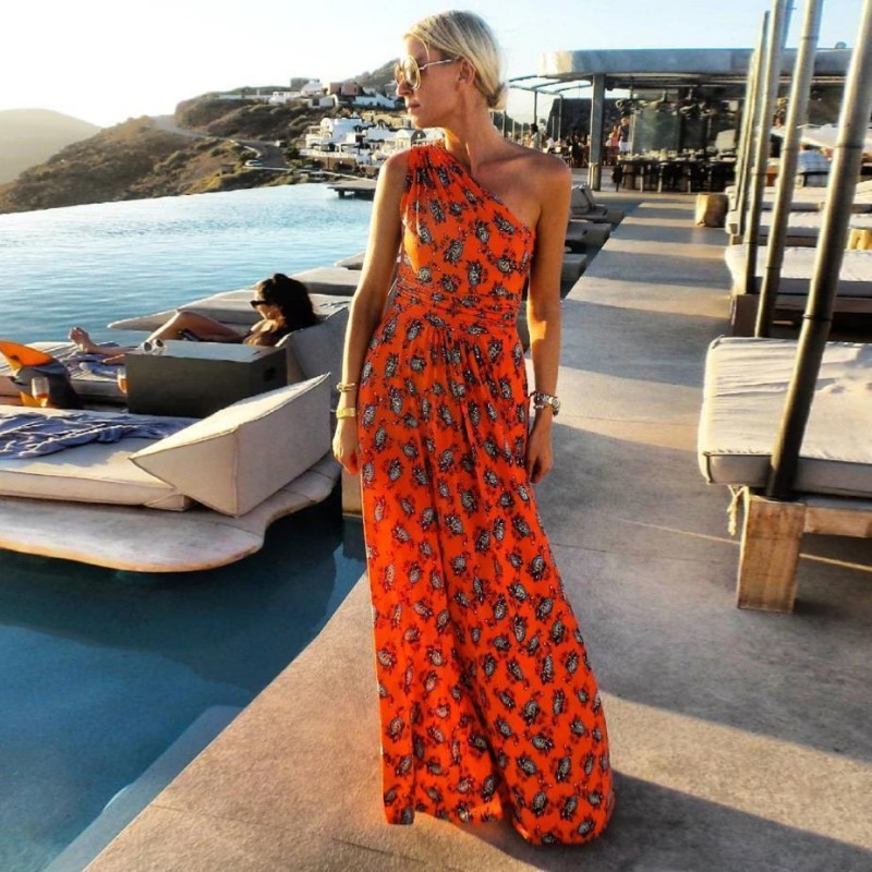 Made to Play Printed One-shoulder Maxi Dress