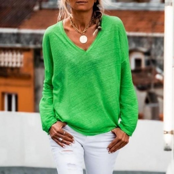 Stunning Green Plain Long Sleeve Top