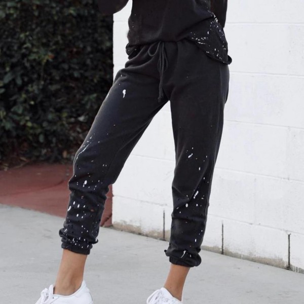 Woke up Like This Black Splatter Paint Sweats Set