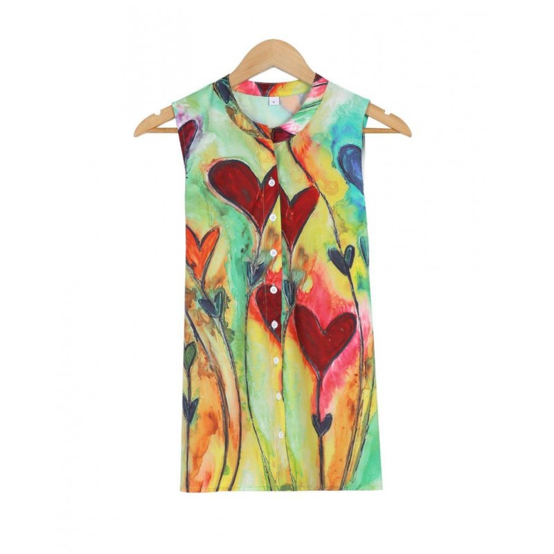 Glamorous V-Neck Print Sleeveless Top