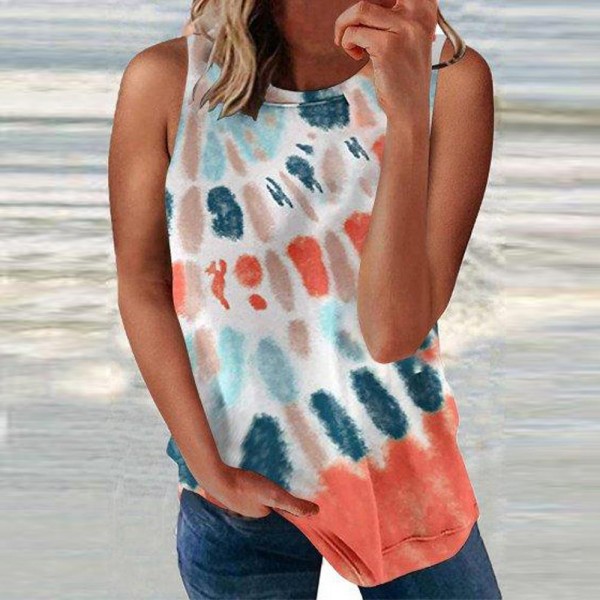 Showy Tie Dye Print Sleeveless Top