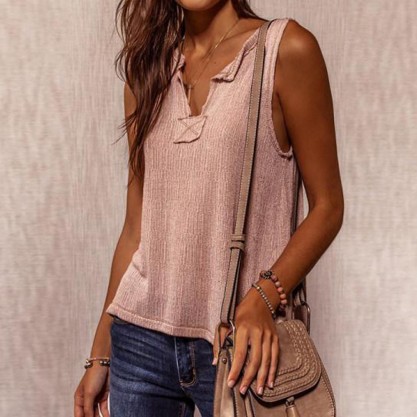 Youthful Pink Plain Sleeveless Top