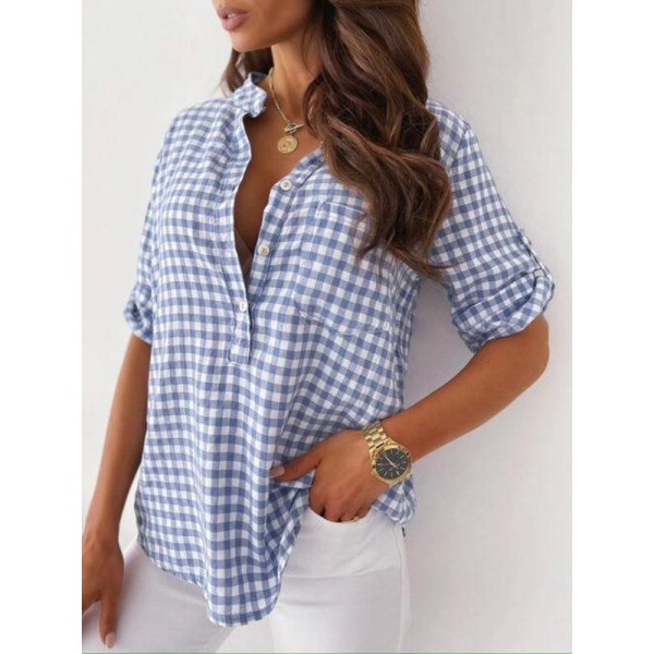 Preppy Plaid Print Short Sleeve Shirt