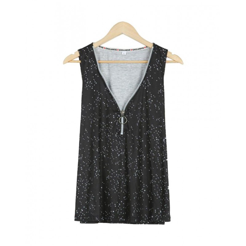 Cool Print V-Neck Sleeveless Top