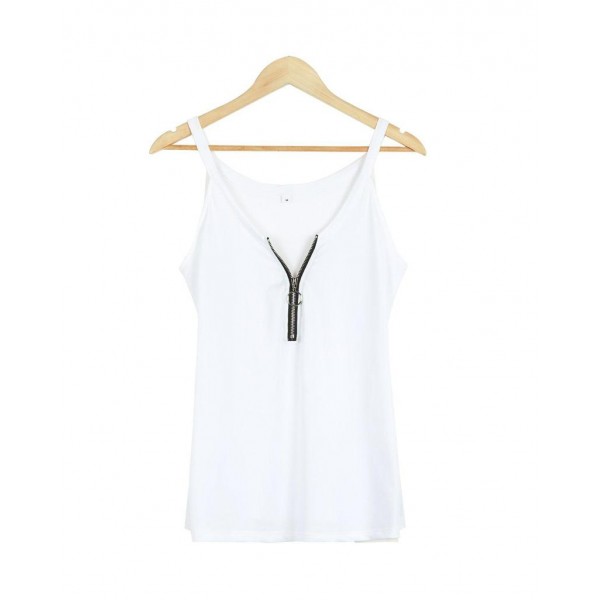 Sexy V-Neck Plain Sleeveless Top