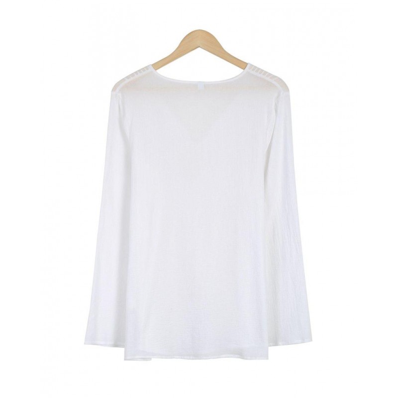 Comfy V-Neck Long Sleeve White Top