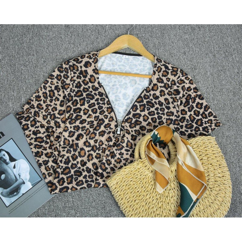 Wild Leopard Print Short Sleeve Top