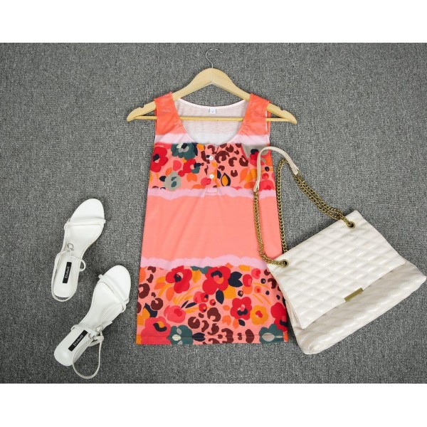 Chic Print V-Neck Sleeveless Top