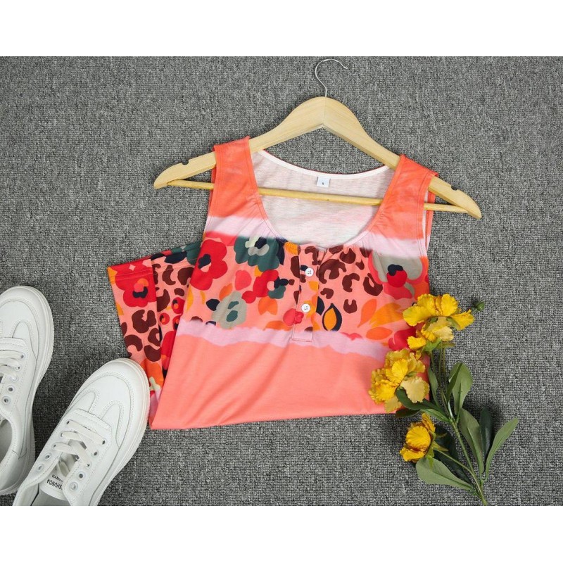 Chic Print V-Neck Sleeveless Top