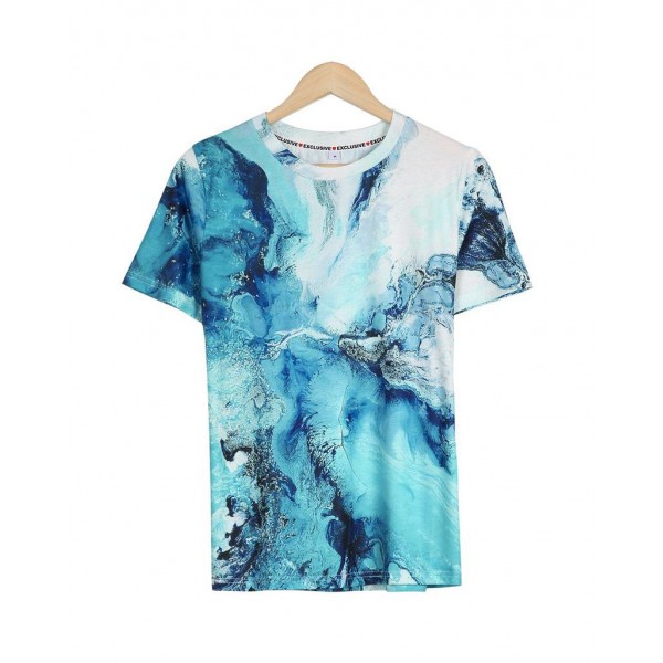 Romantic Print Round Neck Short Sleeve Top