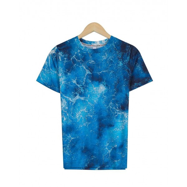 Mysterious Blue Print Short Sleeve Top