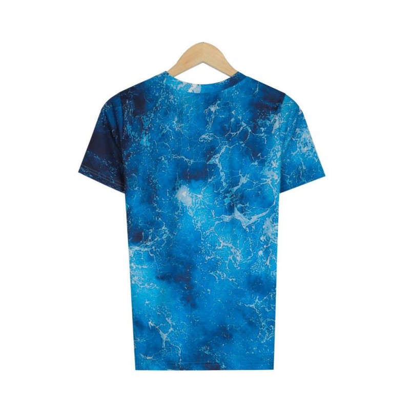 Mysterious Blue Print Short Sleeve Top