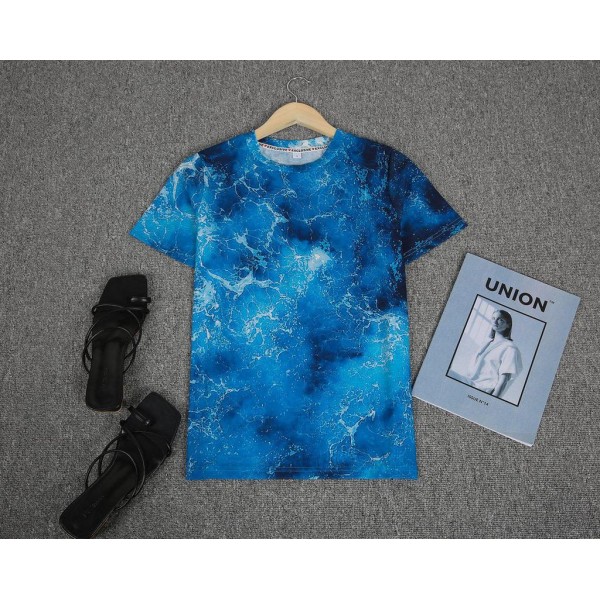 Mysterious Blue Print Short Sleeve Top