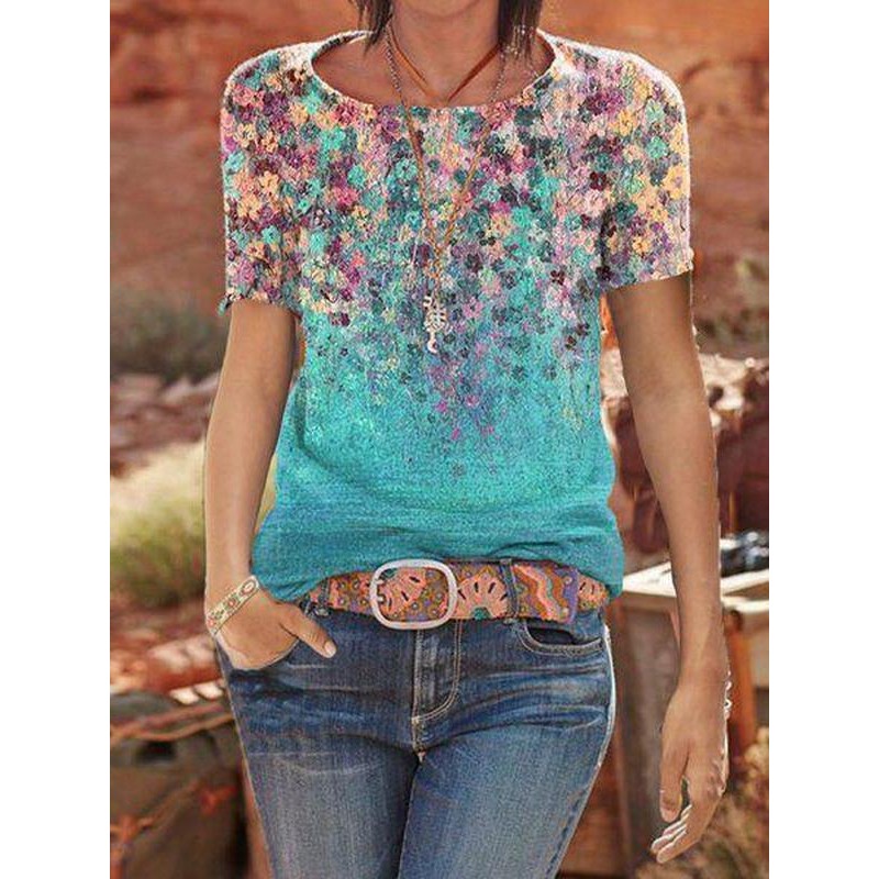 Fresh Print Short Sleeve Top