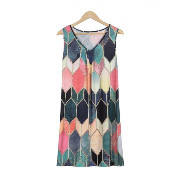 Stunning Argyle Print Sleeveless Mini Dress