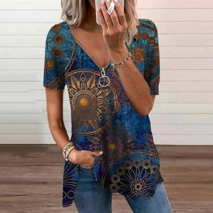 Special Short Sleeve Printed Top