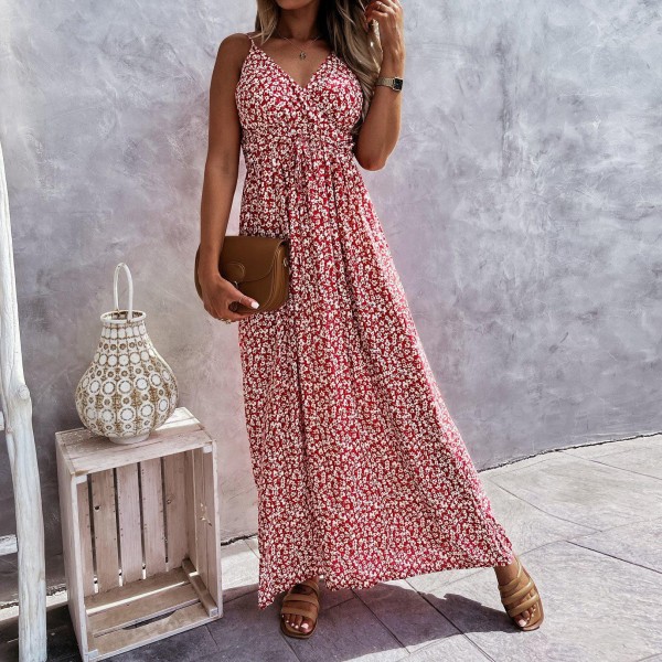 Glamorous Red Print Sleeveless Maxi Dress