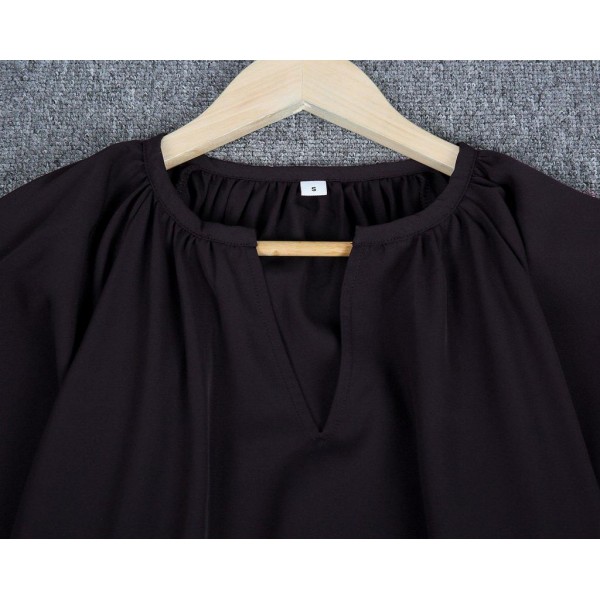 Chic Notched Neckline Short Sleeve Black Top