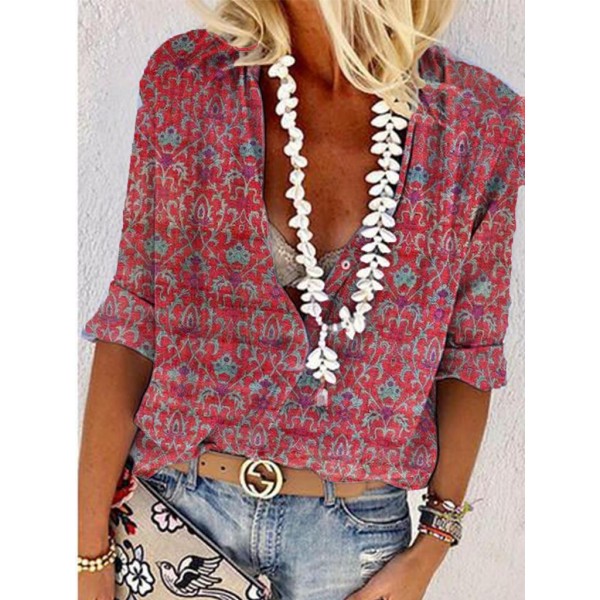 Attractive Print 3/4 Sleeve Top