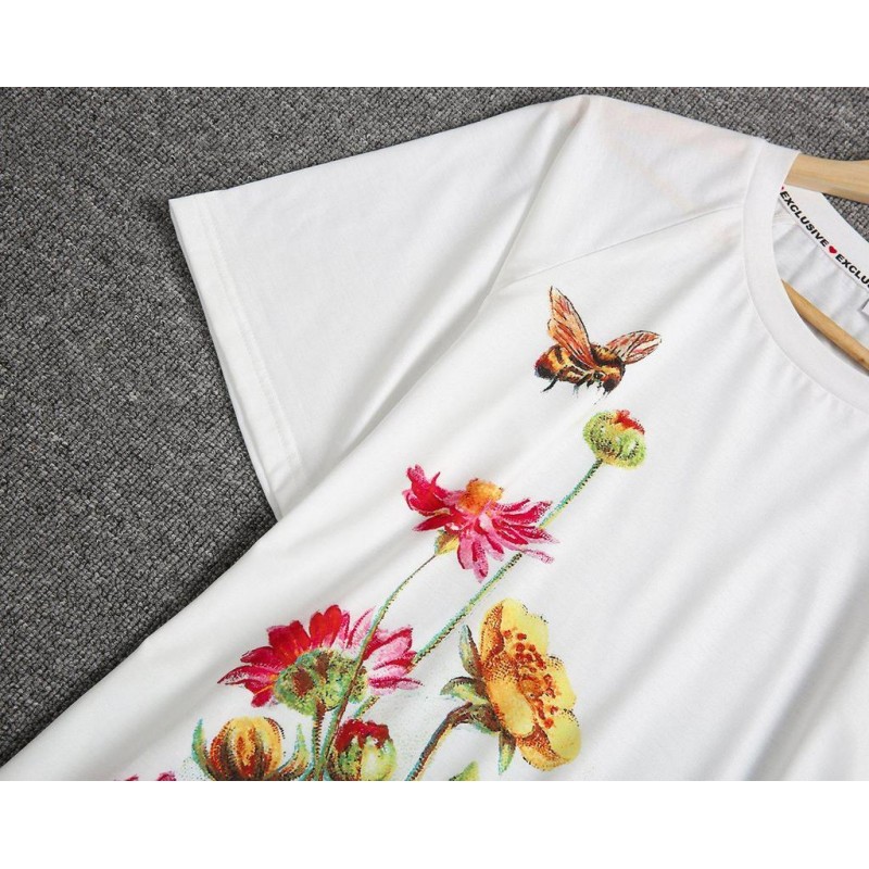 Attractive Print Crew Neck Short Sleeve Top