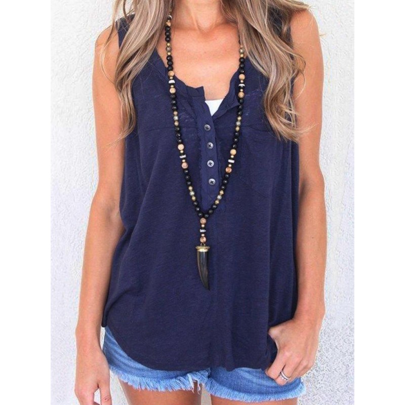 Casual V-Neck Sleeveless Top