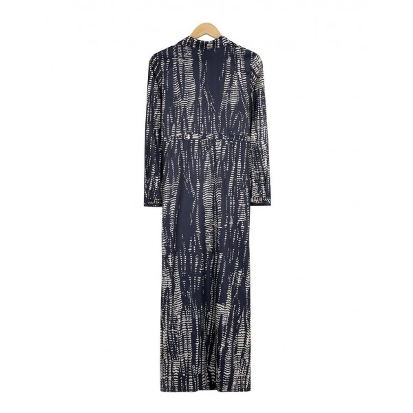 Unique Print Long Sleeve Maxi Dress