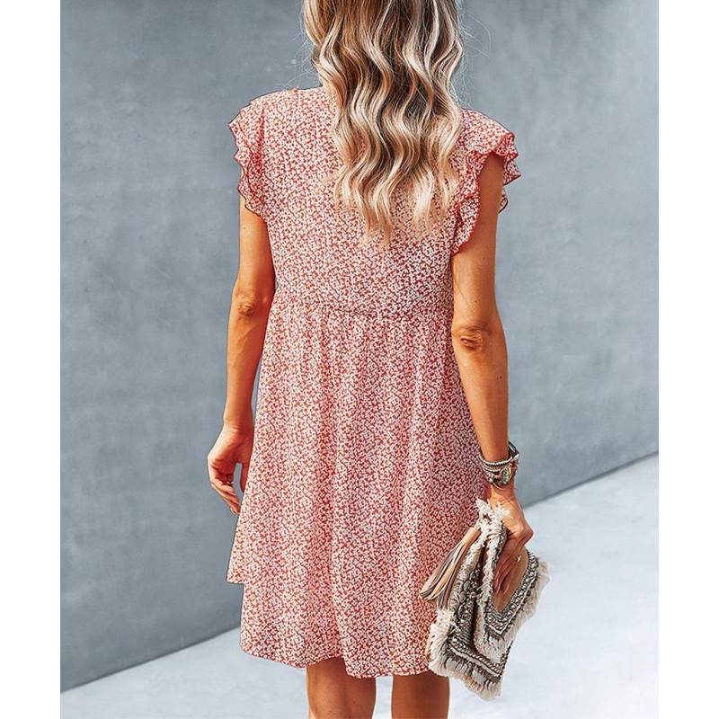 Cute Cap Sleeve V-Neck Mini Dress