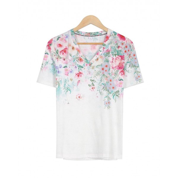 Elegant Print Short Sleeve Top