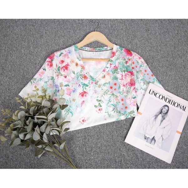 Elegant Print Short Sleeve Top