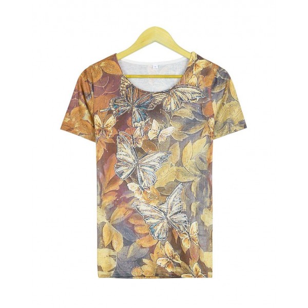 Retro Print Short Sleeve Top