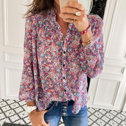 Romantic Ditsy Floral Print Long Sleeve Shirt