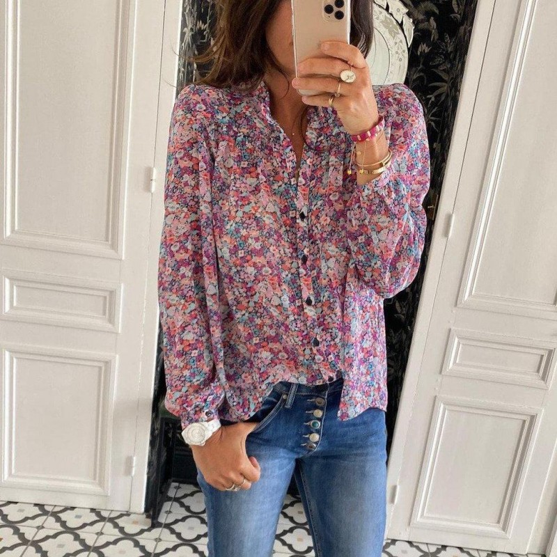 Romantic Ditsy Floral Print Long Sleeve Shirt