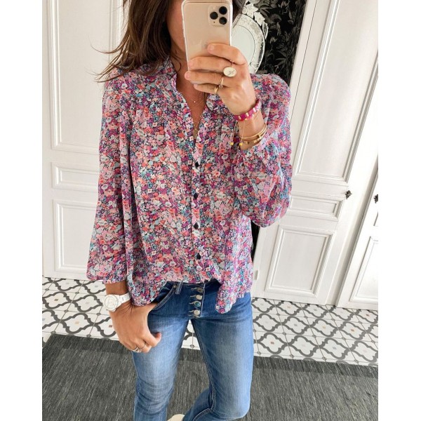 Romantic Ditsy Floral Print Long Sleeve Shirt