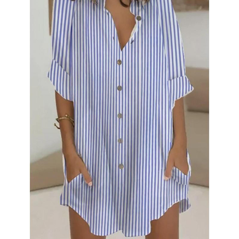 Casual Print 3/4 Sleeve Mini Dress