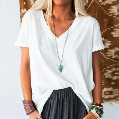 Basic Plain Short Sleeve Top