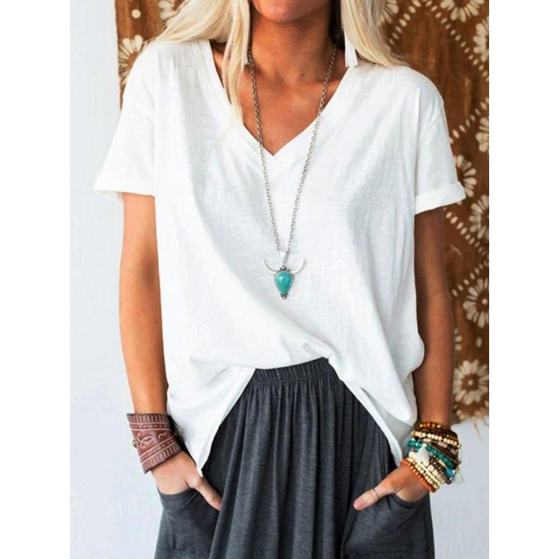 Basic Plain Short Sleeve Top