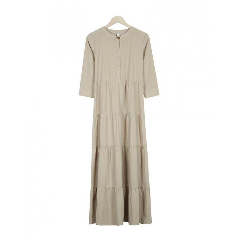 Casual Plain 3/4 Sleeve Maxi Dress