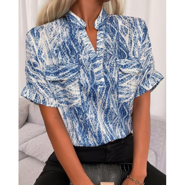 Retro Print Short Sleeve Top