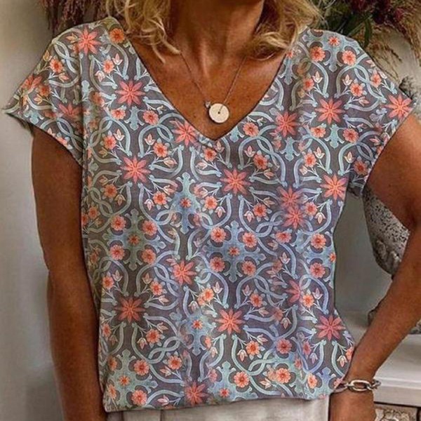 Modern Print Short Sleeve Top