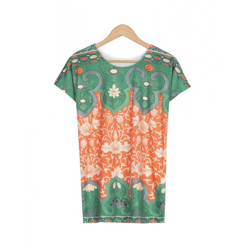 Chic Print Round Neck Top