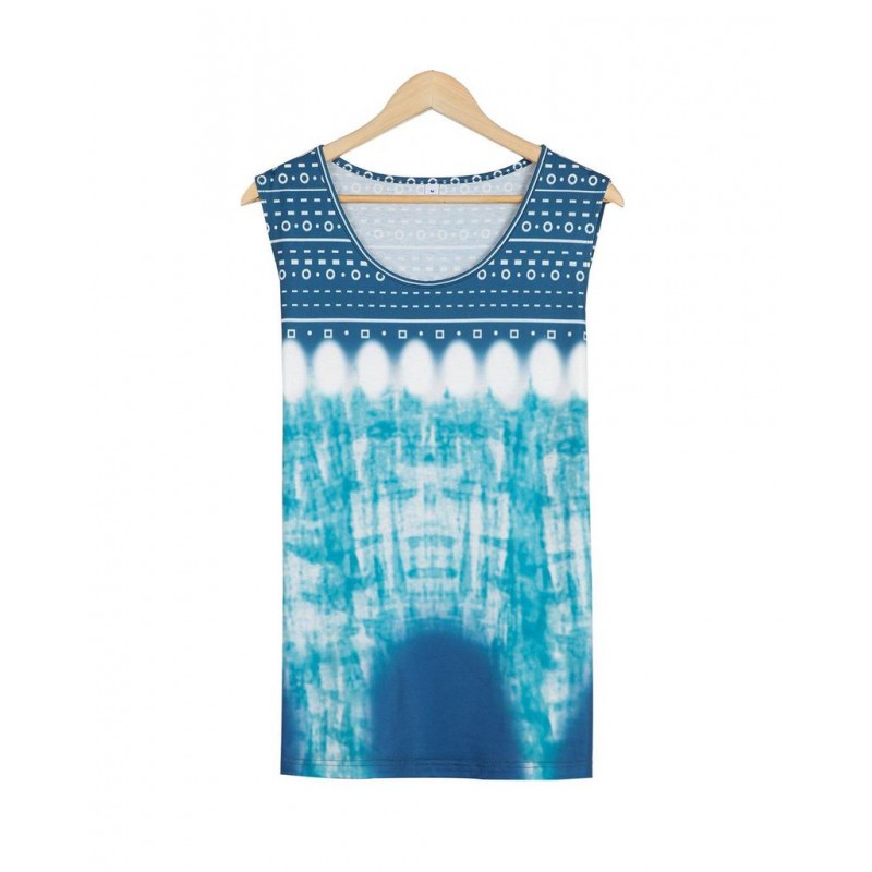 Comfy Print Round Neck Sleeveless Top