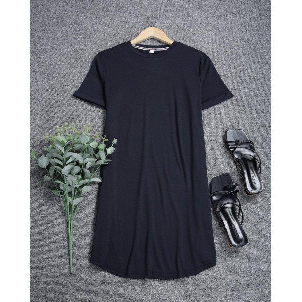 Classy Plain Short Sleeve Mini Dress