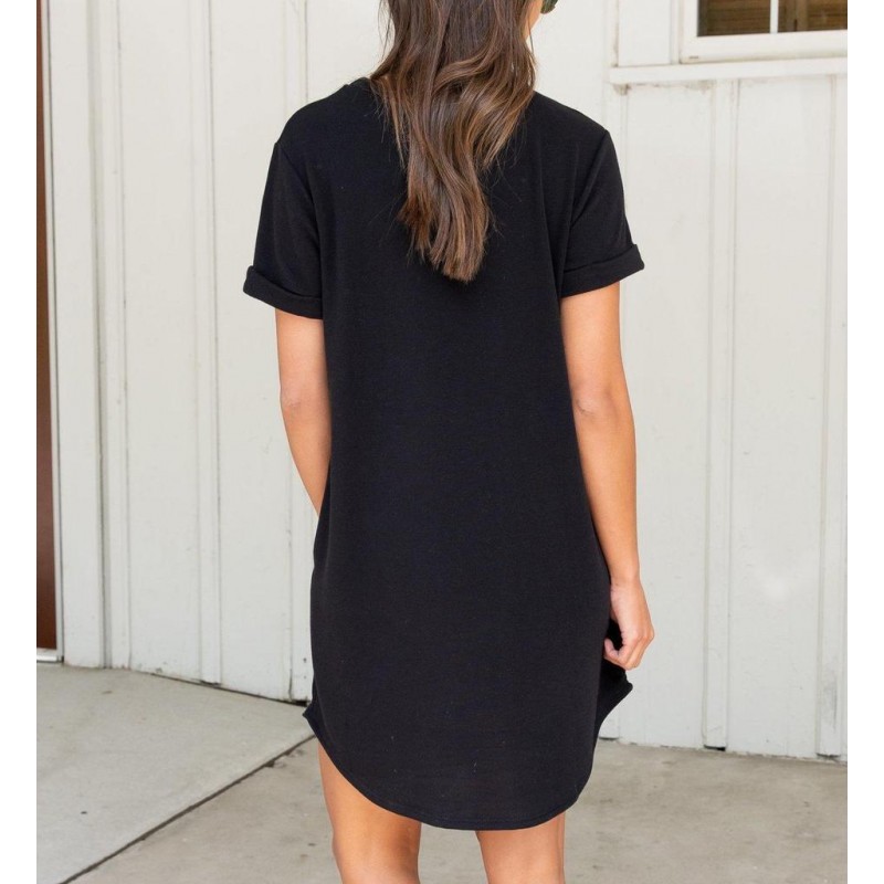 Classy Plain Short Sleeve Mini Dress