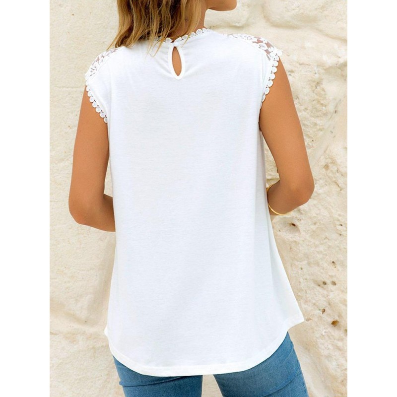 Classy White Plain Sleeveless Top