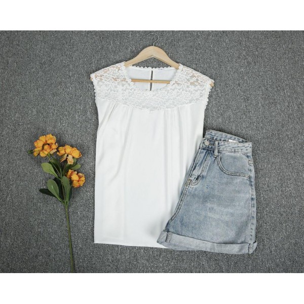 Classy White Plain Sleeveless Top