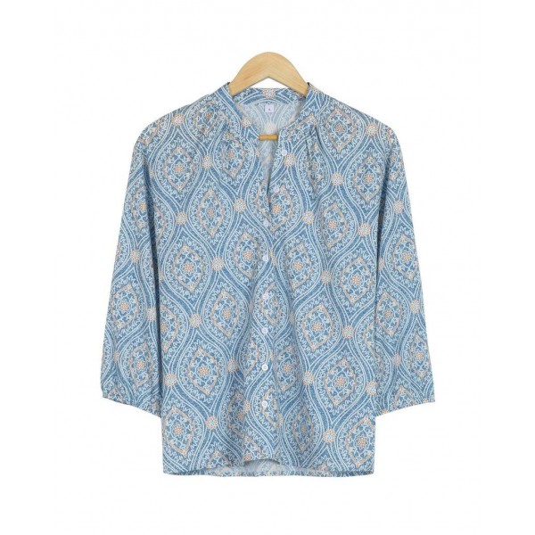 Retro Print 3/4 Sleeve Shirt