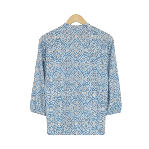 Retro Print 3/4 Sleeve Shirt