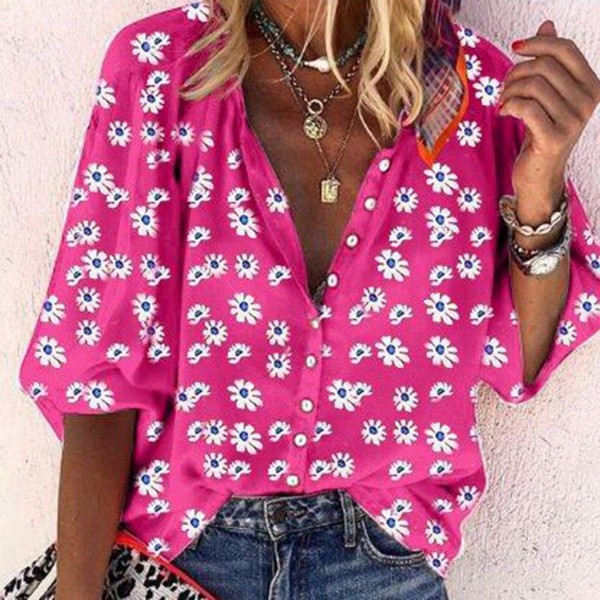 Showy Print 3/4 Sleeve Shirt