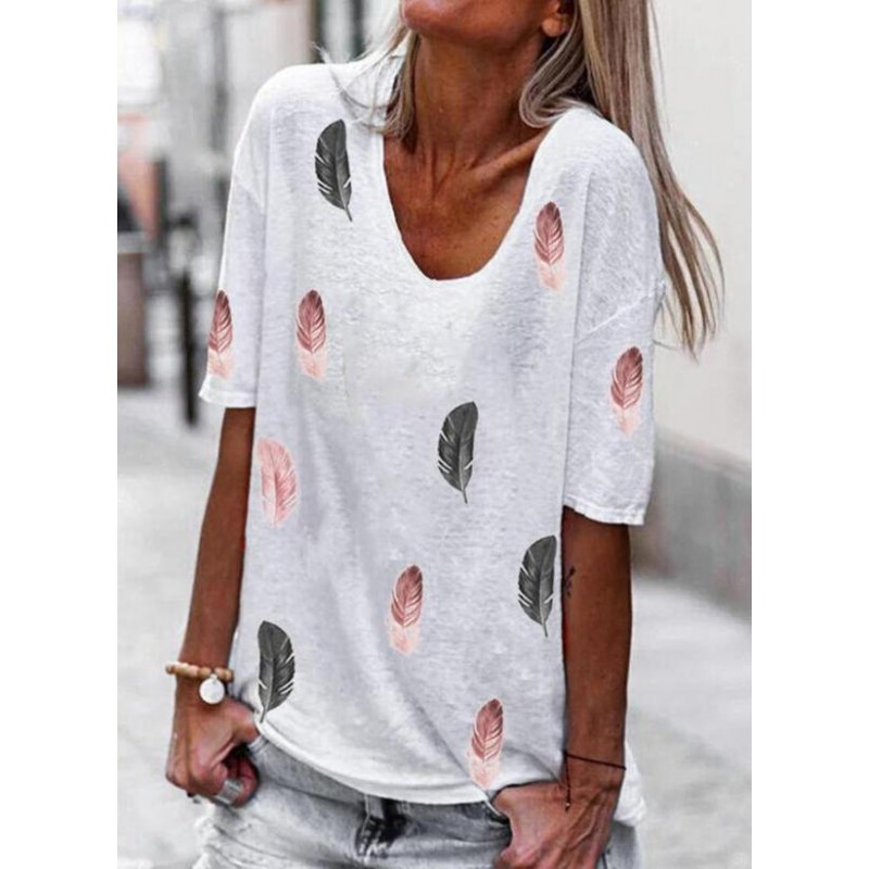 Basic Print 3/4 Sleeve Top